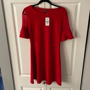 Red medium ruffle sleeve dress